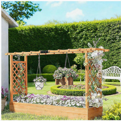 Wooden Planter Box,Trellis Planter,Raised Garden Bed