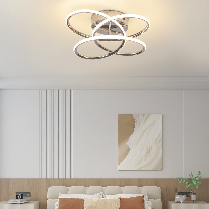 41cm Butterfly‑Shaped Dimmable LED Flush Mount Ceiling Light with Remote Control for Living Room, Brushed Nickel