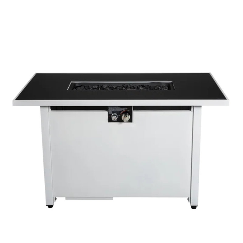 Foyer blanc rectangulaire de 43 po avec verre fumé - Compartiment de réservoir de propane caché à l'extérieur pour 50 000 pièces en acier inoxydable et fournisseur de chaleur 50000 toute l'année