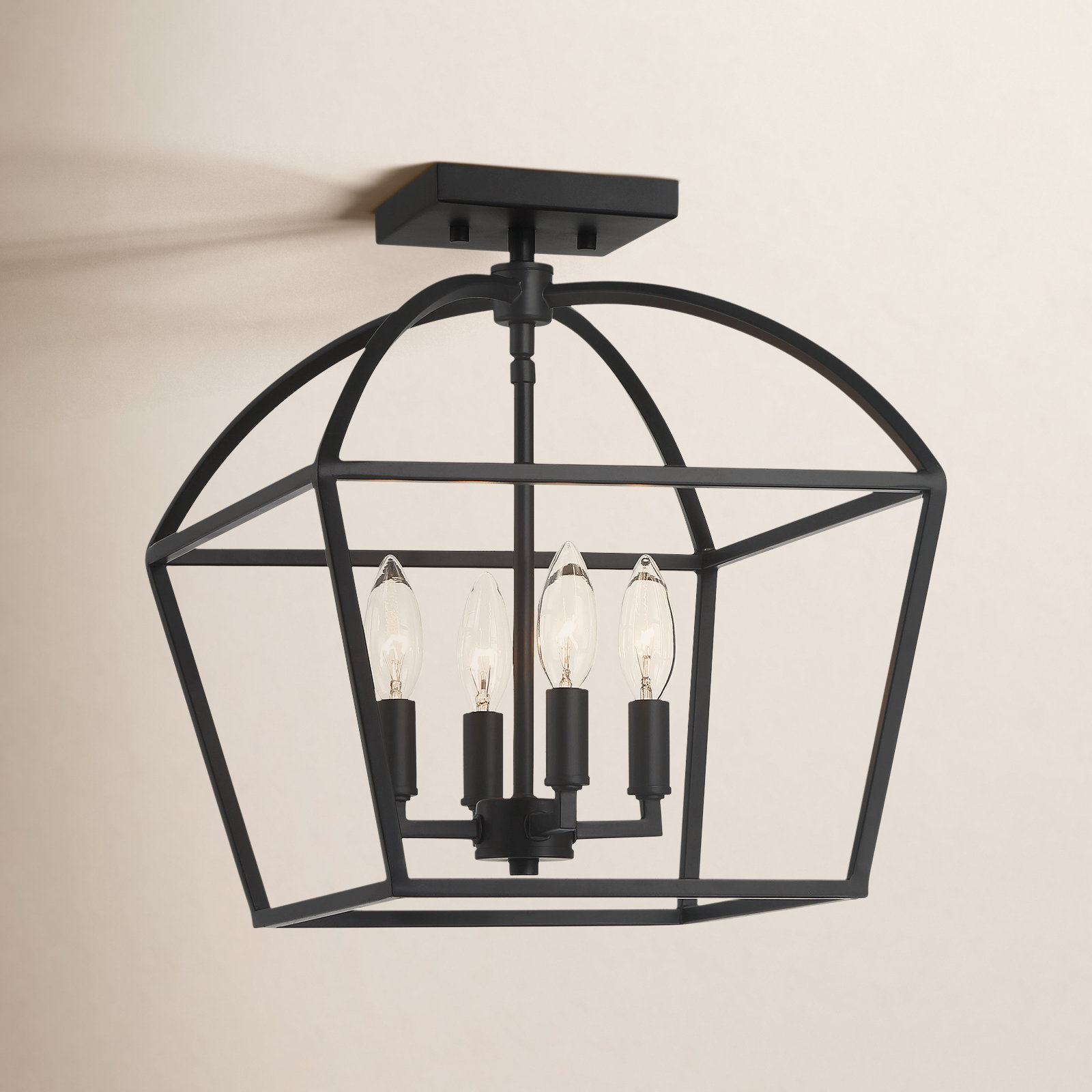 Alfreda 13" 4-Light Semi Flush Mount,  Matte Black