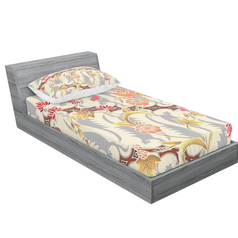 Microfiber Floral Sheet Set, Queen Sheet Set + Fitted Sheet + 2 Pillowcases