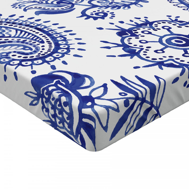 Microfiber Fitted Sheet, Queen Fitted Sheet, Blue Floral
