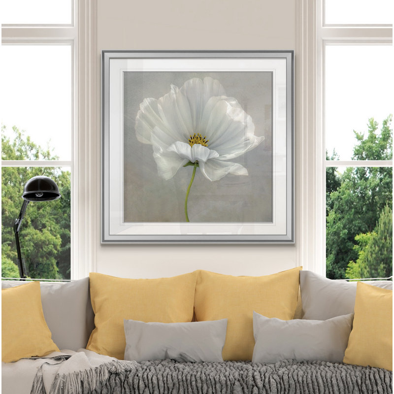 " Daisy Detail III ", 16" H x 16" W x 1.5" D, Silver Framed
