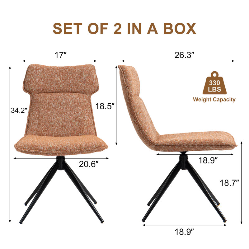 Chaise de salle à manger pivotante Modern, Orange