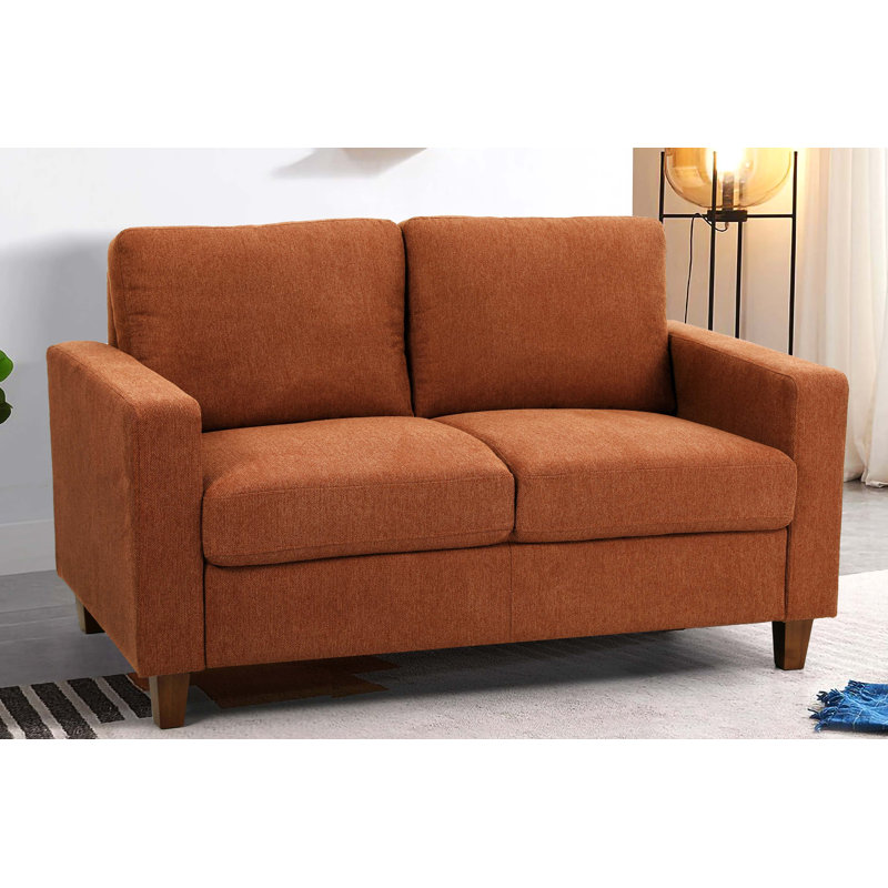 Canapé deux places de style moderne du milieu du siècle avec coussins en mousse haute densité, Tissu vert