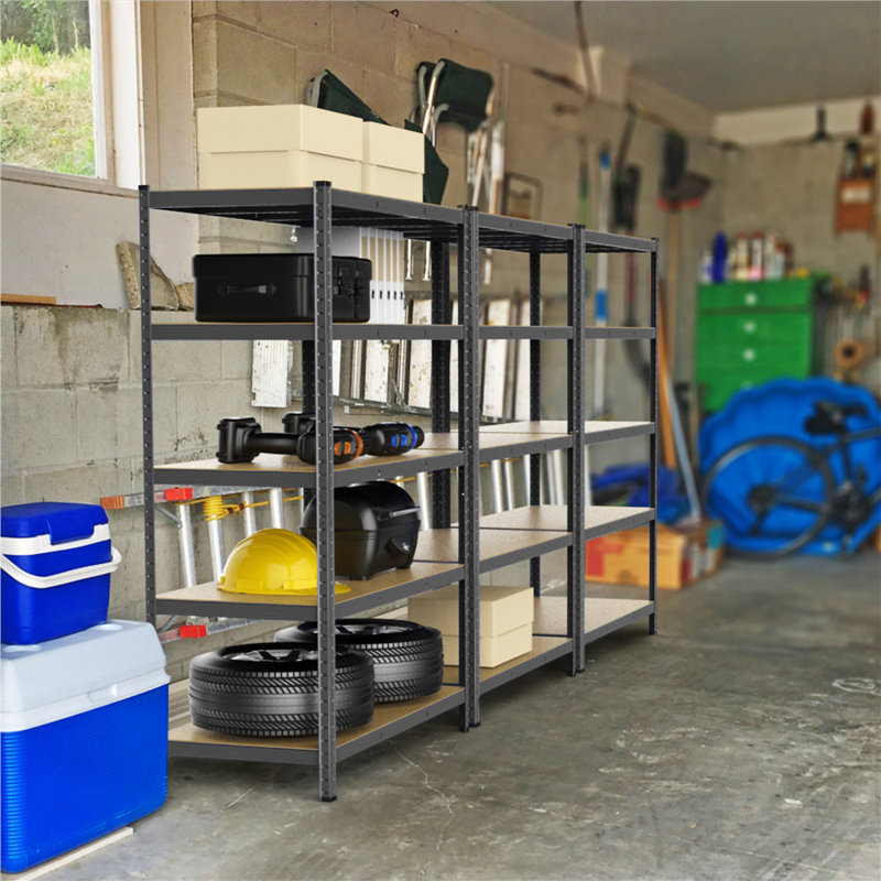120cm W Steel Storage Rack, Black/Natural