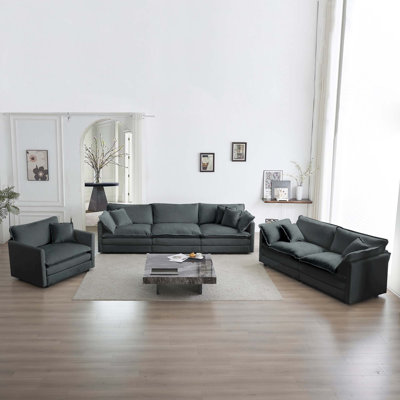 Merrick 3-Piece Chenille Living Room Set with Toss Pillows by Latitude Run