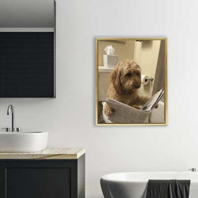 Dog & Paper on Toilet Floating Frame, design by Abigail Walker