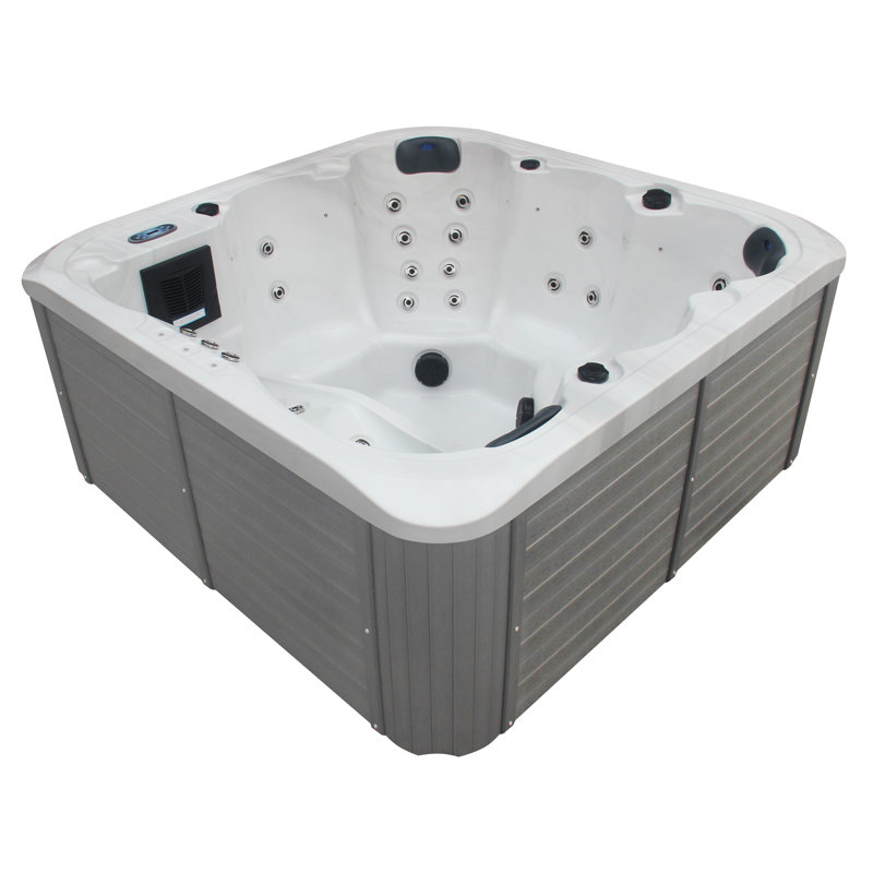 Freeport Park® Karg 220 Volt Acrylic Square Standard (Hardwired) Hot Tub, Light Gray
