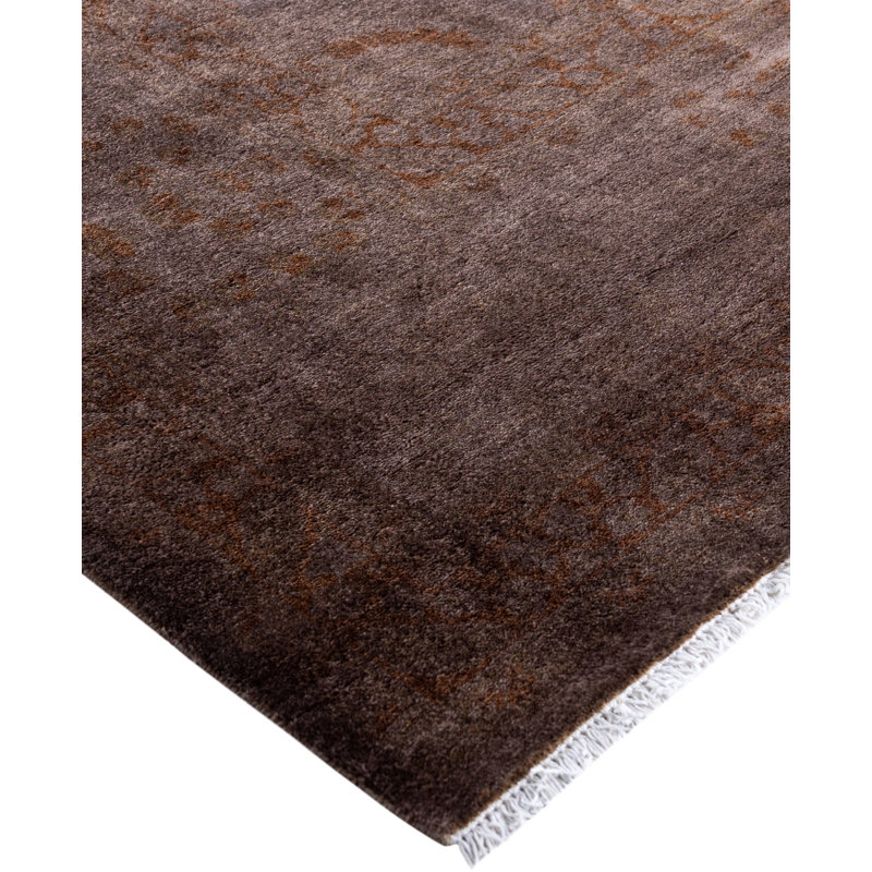 Overdyed Hand-Knotted Wool Modern-Contemporary Brown Area Rug 6' 3" x 9' 3"