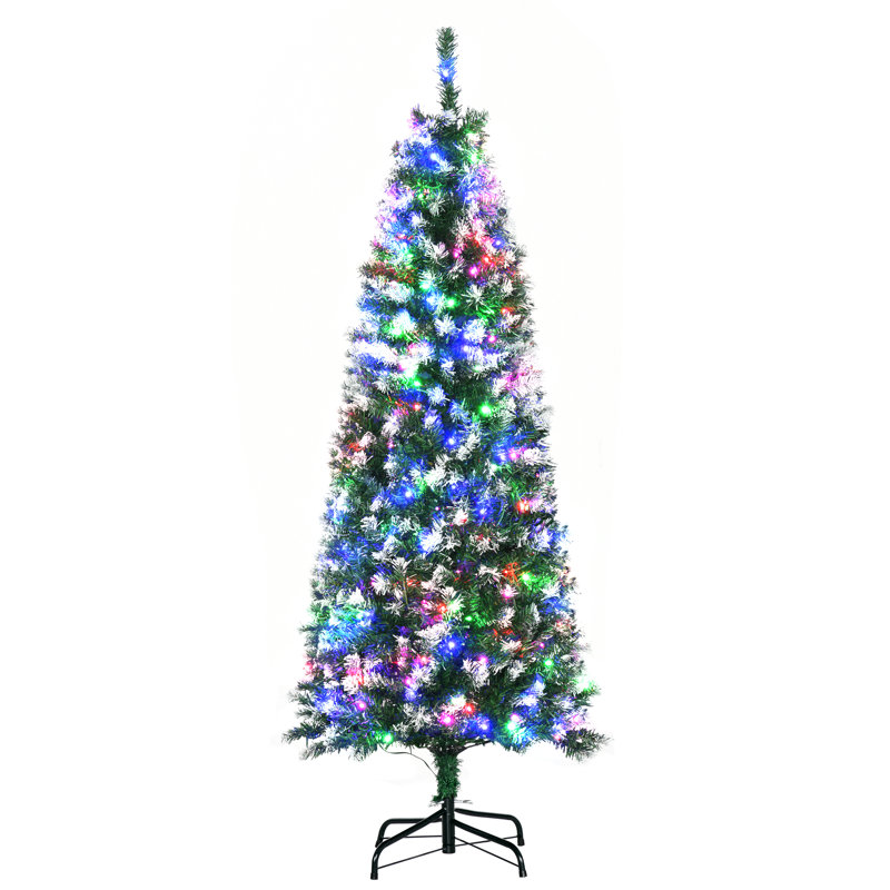 Lighted Artificial Pine Christmas Tree, 6.89ft H x 1.74ft W