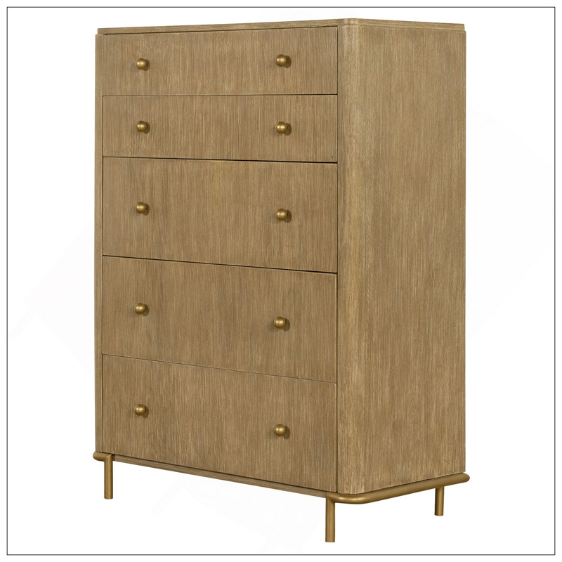 Commode rectangulaire à 5 tiroirs Stevie, Sable