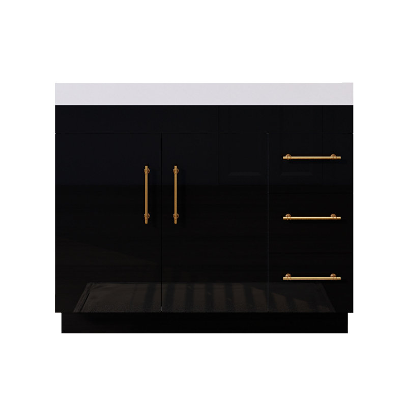 Luleya 41.73228'' Single Bathroom Vanity with Acrylic Top, Gloss Black