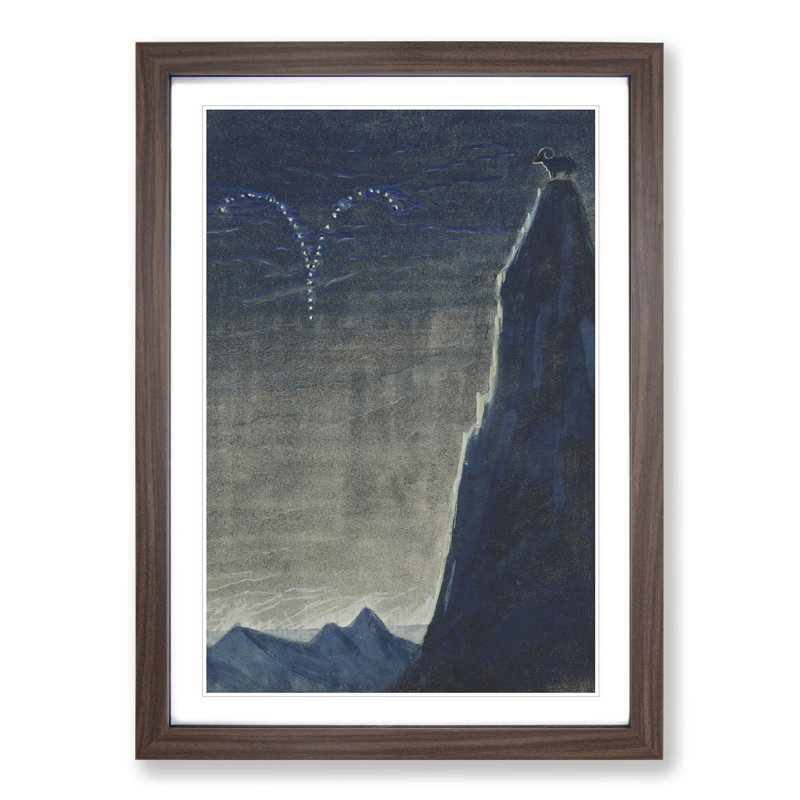 Sun Passing Aries by Mikalojus Konstantinas - Picture Frame Painting, Walnut Framed, 36cm H x 27cm W x 2cm D