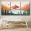 «Sun Mountain Landscape Forest Lake Abstract Minimal Nature Scene», reproduction d'art sur toile encadrée 3 pièces-75848784-75848785-119395191