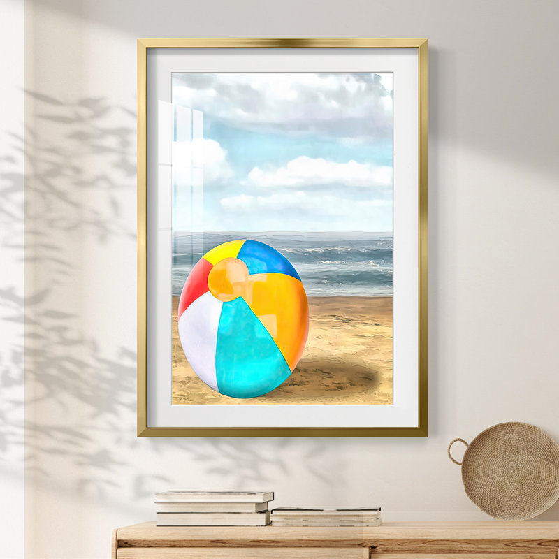 Beach Ball I -Framed Print, 28.5'' H x 20.5'' W, Gold