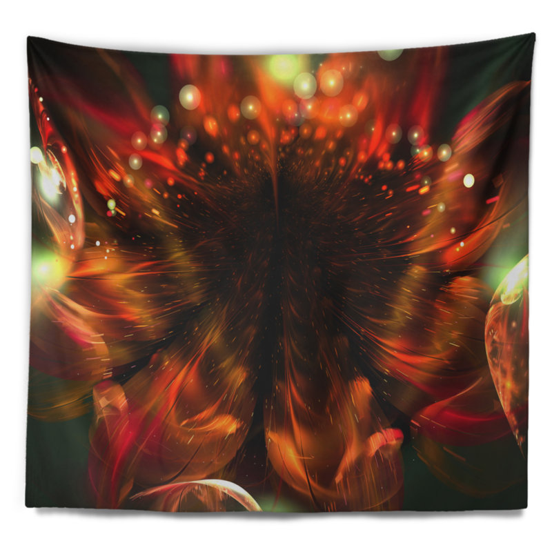 Tapisserie fleur abstraite florale, H 50 po x l 60 po