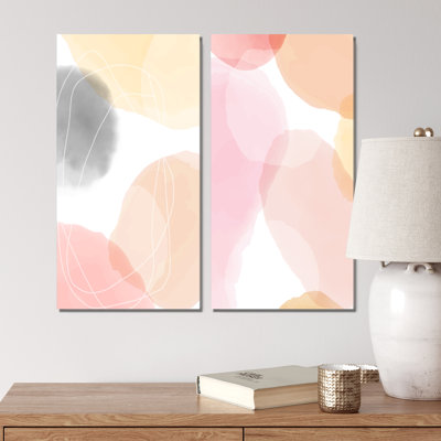 «Abstract Pastel Minimalistic Clouds III», ensemble de 2 peintures