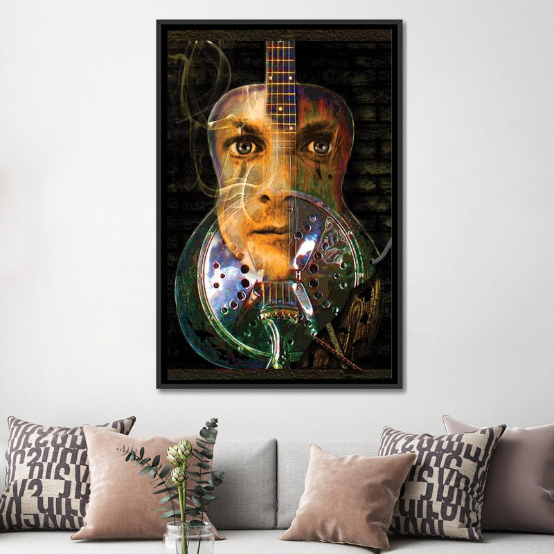 « chris whitley », reproduction d’impression sur toile, H 48 po x l 32 po x P 1,5 po, Toile avec cadre noir, Pas de tapis