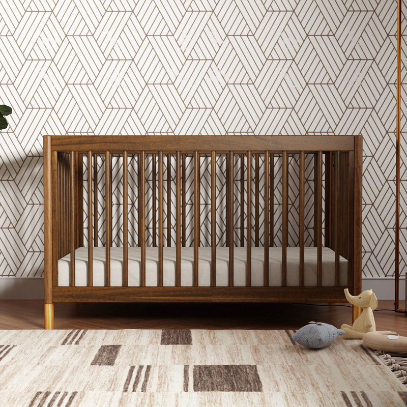 Gelato 4-in-1 Convertible Crib, Natural Walnut/Gold