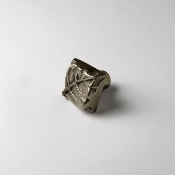 Aspen Leaf Bronze Square Knob, White Bronze
