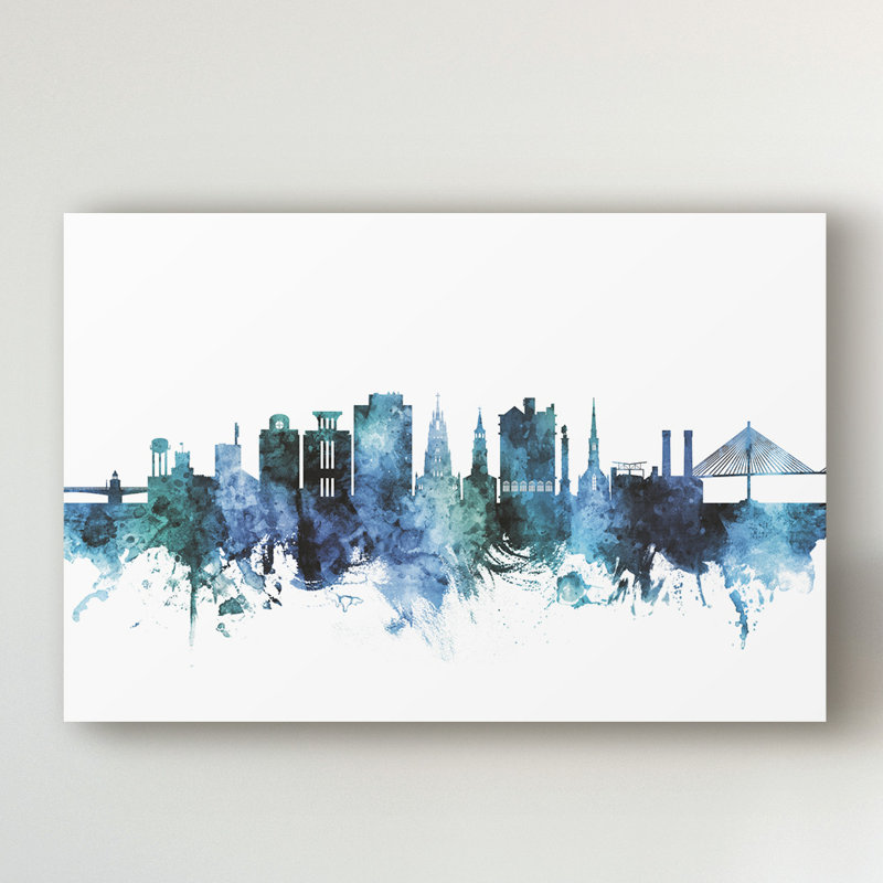 « charleston south caroline horizon blue », impression sur toile tendue, H 16 po x l 24 po x P 2 po