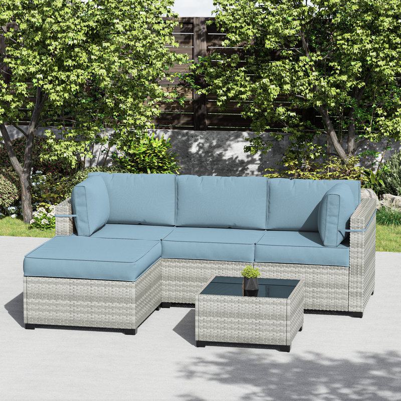 Ensemble de coussins de patio modulaire pour 3 sièges Wynee 9Pcs, Bleu clair