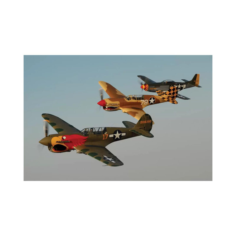 Two P-40 Warhawks And A P-51D Mustang Flying Over Chino, California by Phil Wallick - Gallery-Wrapped Canvas Giclée on Canvas