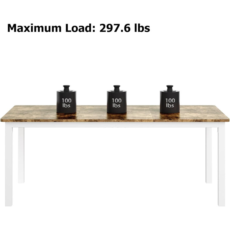 71" Industrial Dining Table for 4–6, Large Rectangular Kitchen Table with Rounded Corners, Sturdy Metal Legs & Engineered Wood Top, Multi-Purpose Table for Dining, Home Office, Retro