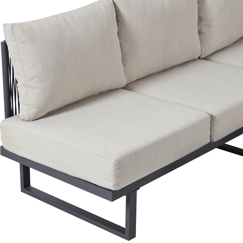 180cm Wide L-Shaped Iron Patio Sectional Set
