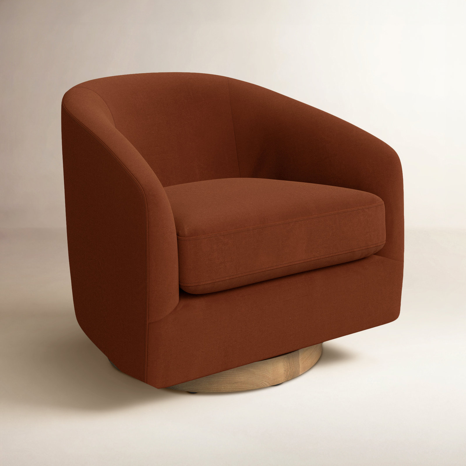 Bennett Linen Swivel Barrel Chair, Bella Burnt Orange Performance Velvet