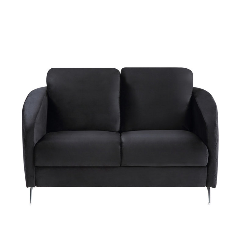 Causeuse en velours rembourrée avec un design chic moderne, des coutures à motif de losanges et un support à ressorts confortable