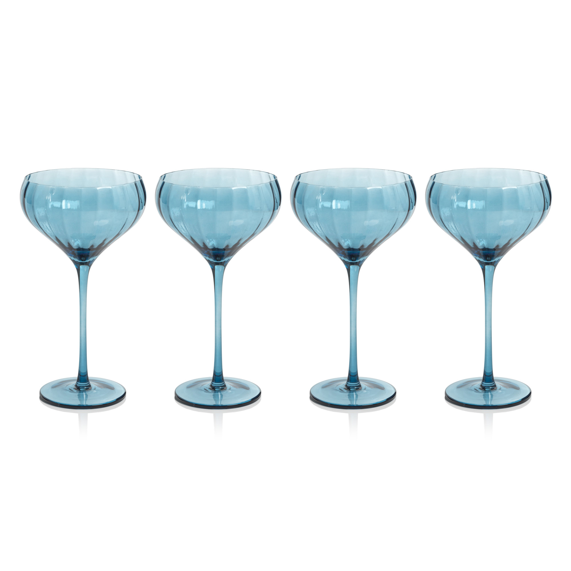 Malden Optic Cocktail Glasses, Set of 4, Blue Azure