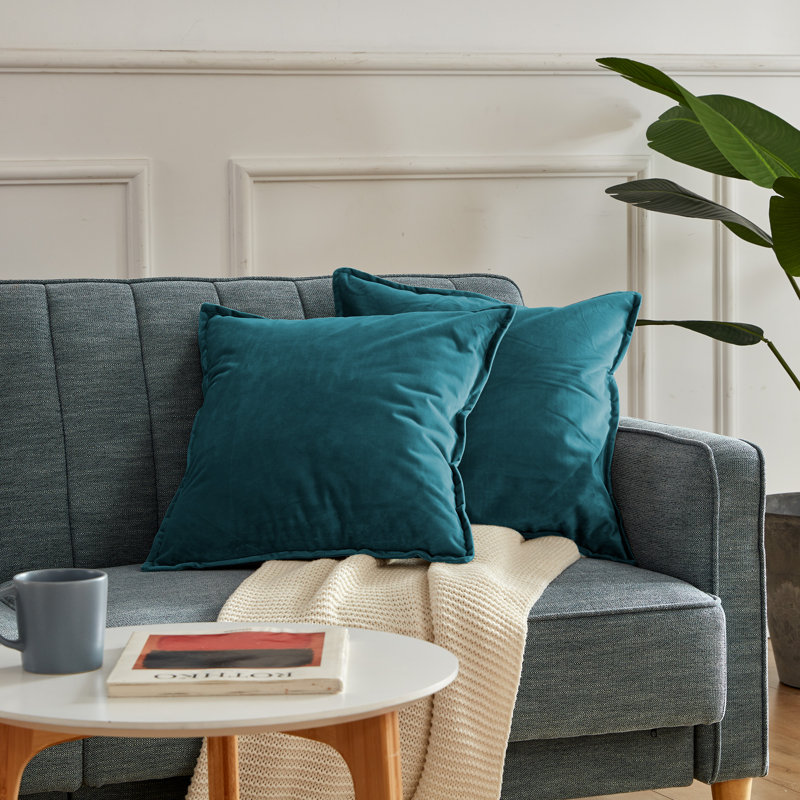 Housse de coussin carré en velours, Turquoise