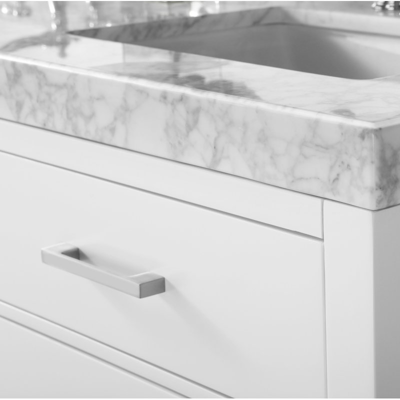 Elizabeth 60'' W Double Vanity, White/Brushed Nickel, Carrara White Marble