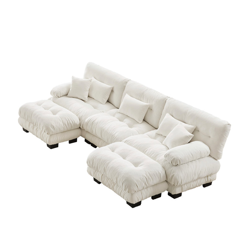 Canapé modulaire en U surdimensionné en chenille de la collection Chenille White, H 35,4 po x l 133,8 po x P 59,6 po