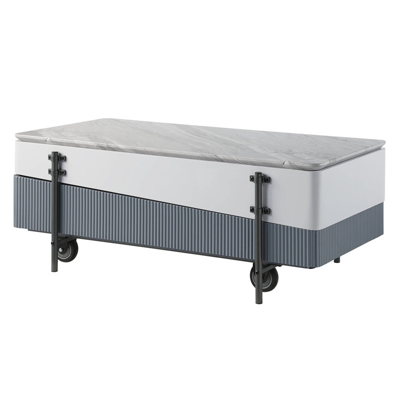 Gray & White Lift Top Coffee Table With Hidden Storage Compartment And Liftable Surface Bin