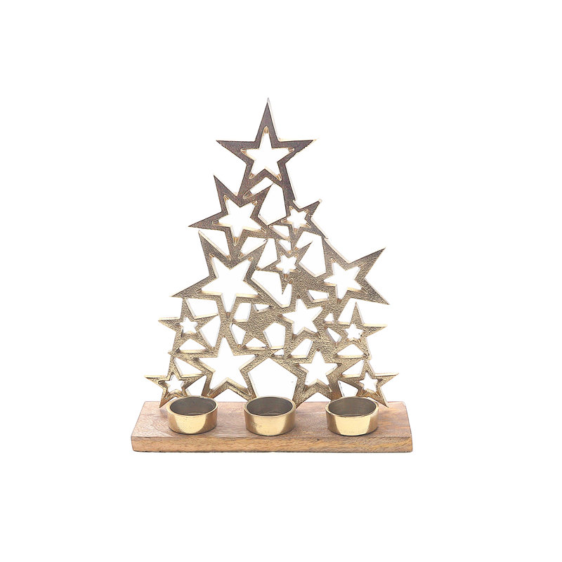 Ih Casadecor 12'' H Aluminum Tabletop Tealight Holder, Gold