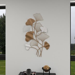 TRAVEVA Metal Wall Art, 3D Ginkgo Leaf Metal Wall Art for Living Room, Suitable for Study Living Room Bedroom Art Hotel Decoration Indoor Outdoor