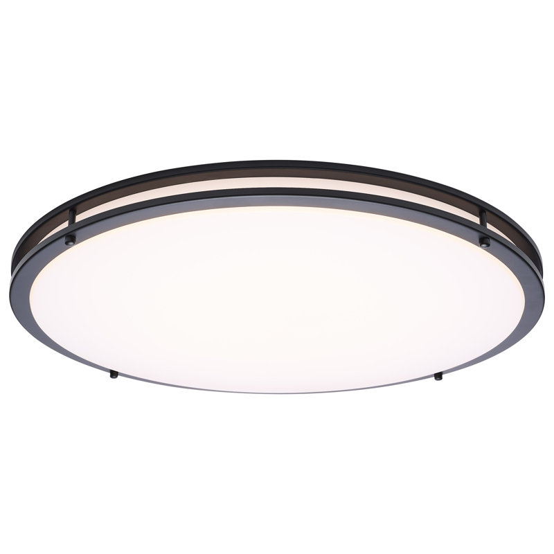 Norrine LED 24 Inch Round Flush Mount 27K/3K/35K/4K/5K CCT Selectable, Black