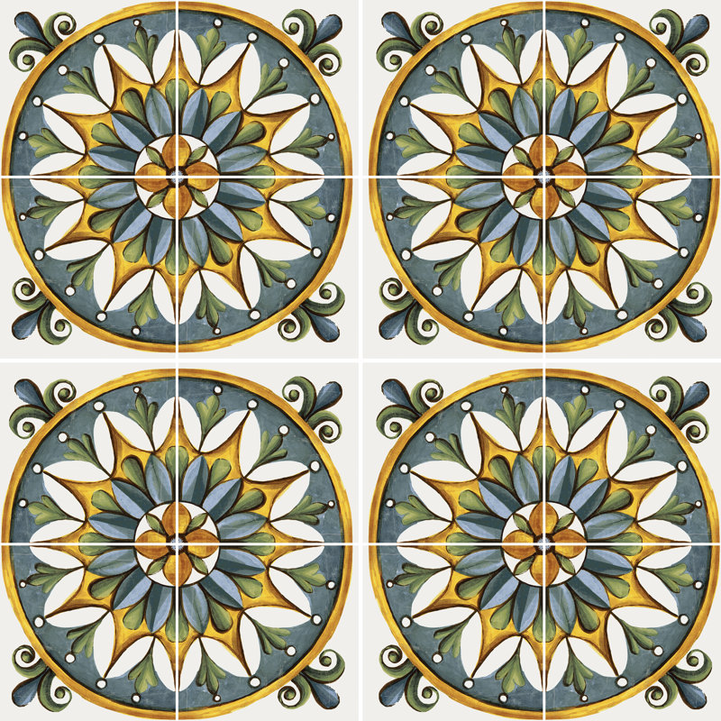Vita Sole 01 8" x 8" Encaustic Porcelain Glossy Tile