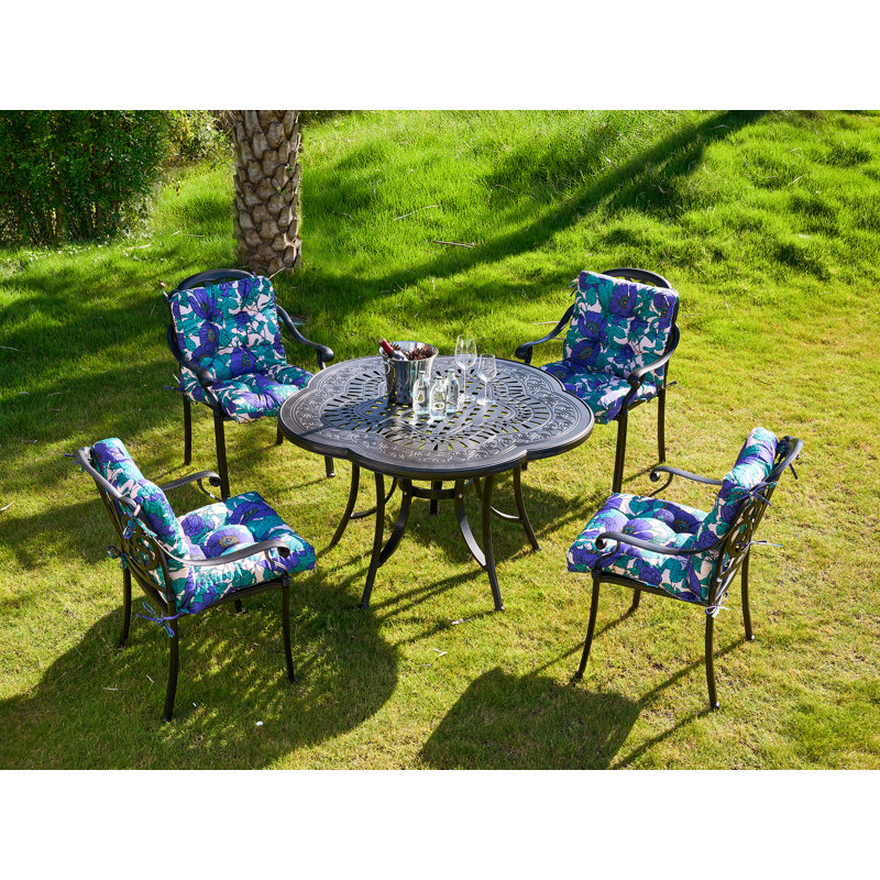 Outdoor 4'' Seat / Back Cushion, Dark Blue Floral