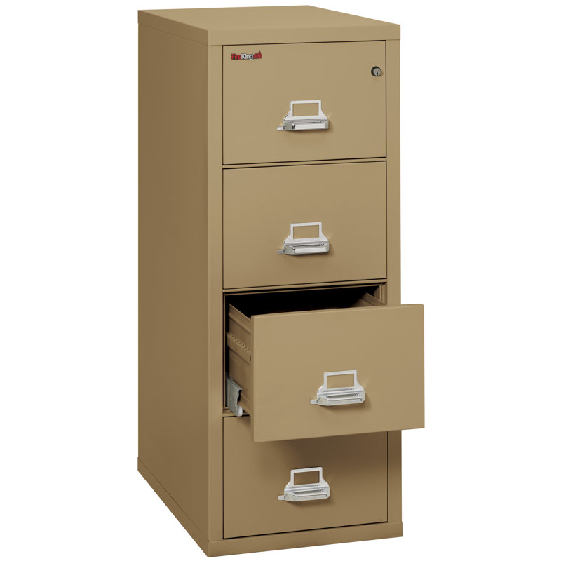 Fireproof 20.8125'' Wide 4 -Drawer Steel File Cabinet, Sand, E-Lock, 52.75'' H X 20.81'' W X 31.56'' D 
