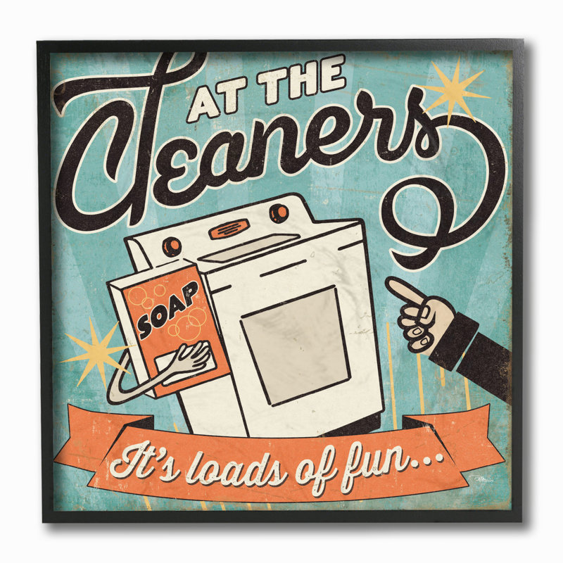 «At the Cleaners Its Charge of Fun», impression, H 12 po x l 12 po x P 1,5 po, Giclée encadrée noir minuit