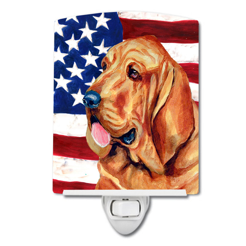 Drapeau américain avec éclairage en céramique terrier fox american, Limier