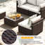 5-Piece Wicker Patio Conversation Sets with Coffee Table, White-616635049