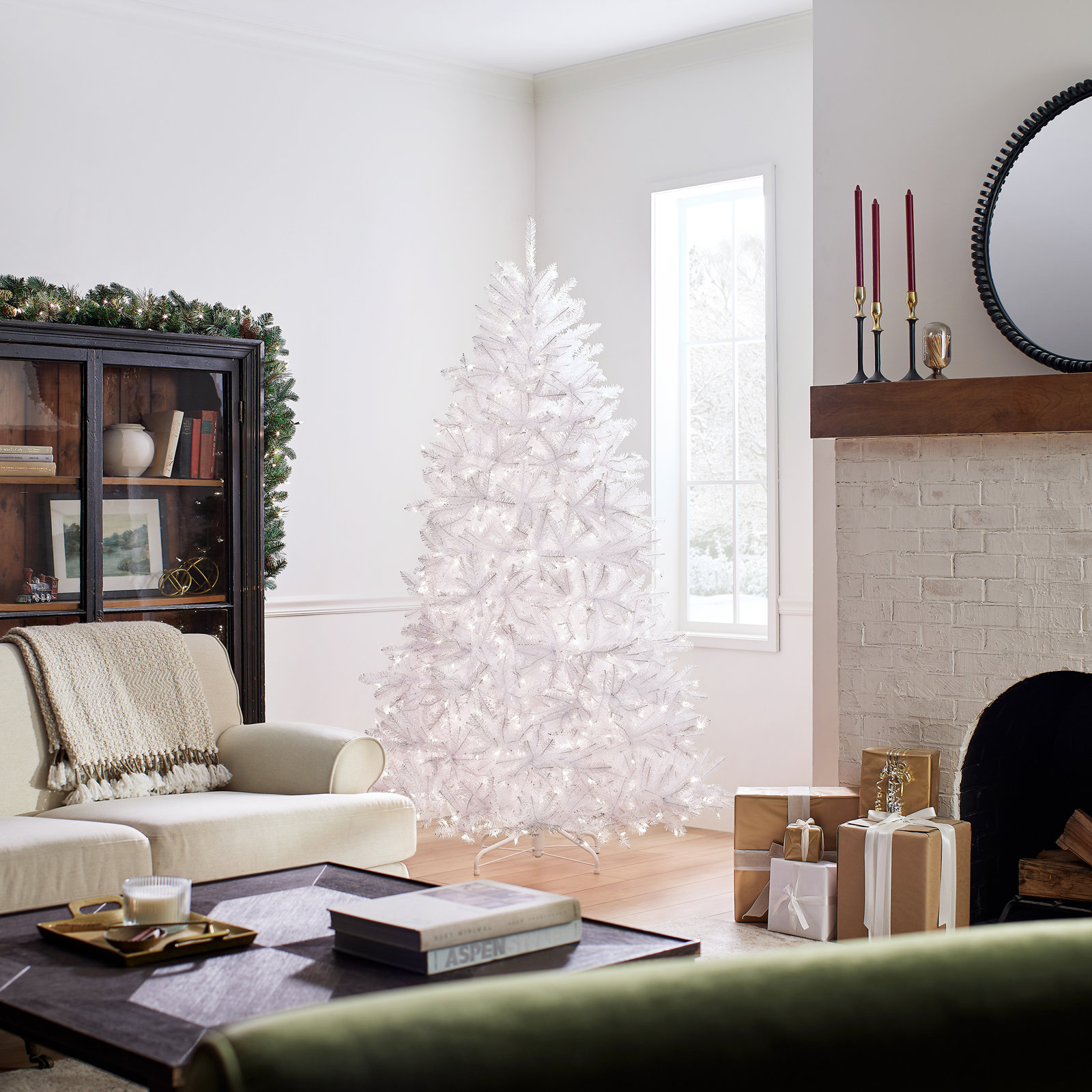 Pre-Lit White Fir Christmas Tree, 7'