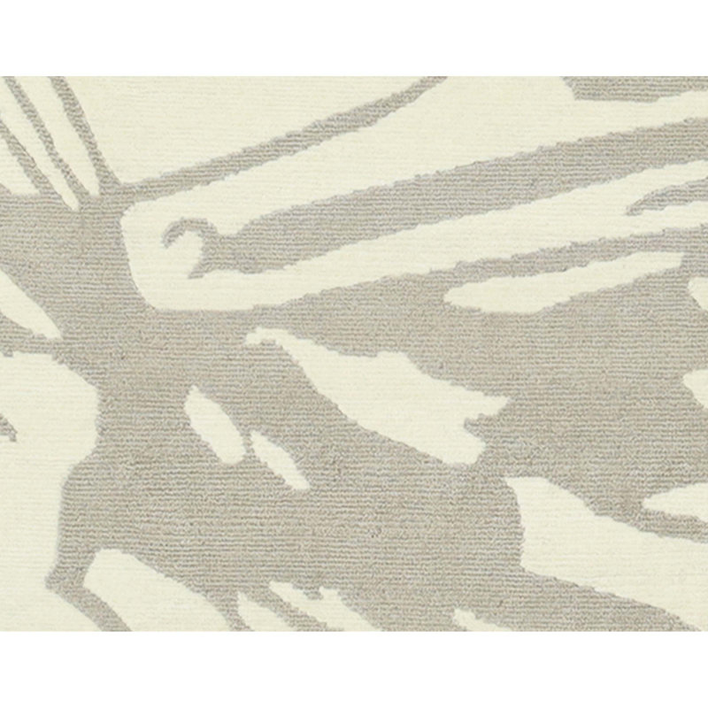 Tapis blanc et taupe de haute qualité noué à la main, Rectangle 8 pi x 10 pi