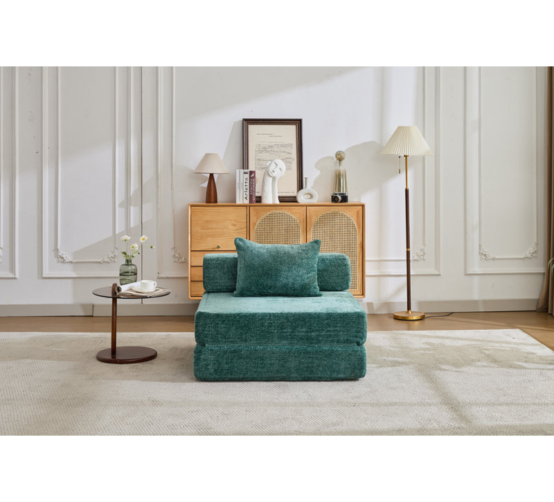 Fauteuil convertible Chenille, Vert foncé