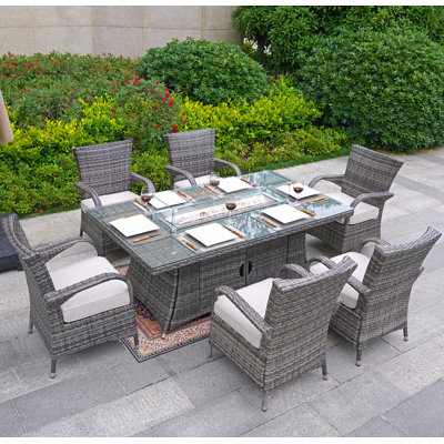 Ensemble de salle à manger rectangulaire en aluminium pour 6 personnes 70,87 po Omied